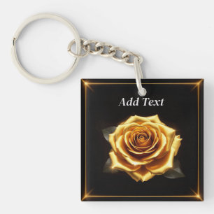 Goldene Rose mit leuchtenden Rändern Schlüsselanhänger
