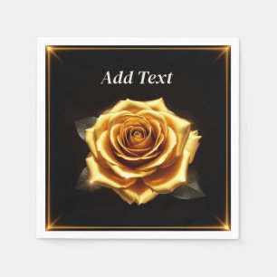 Goldene Rose mit leuchtenden Rändern Serviette