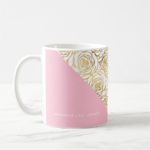 Goldene Rose mit Rosa Tasse