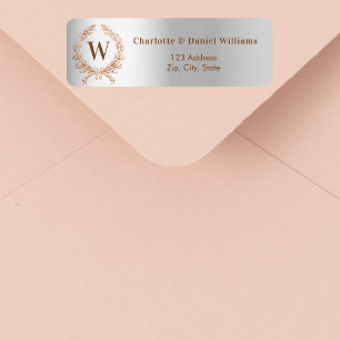 Goldene Rose-Monogramm-Kranz-Rücksendeadresse