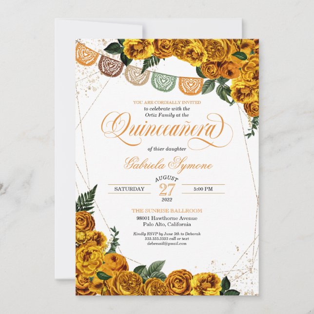 Goldene Rose Papio Einladung (Vorderseite)