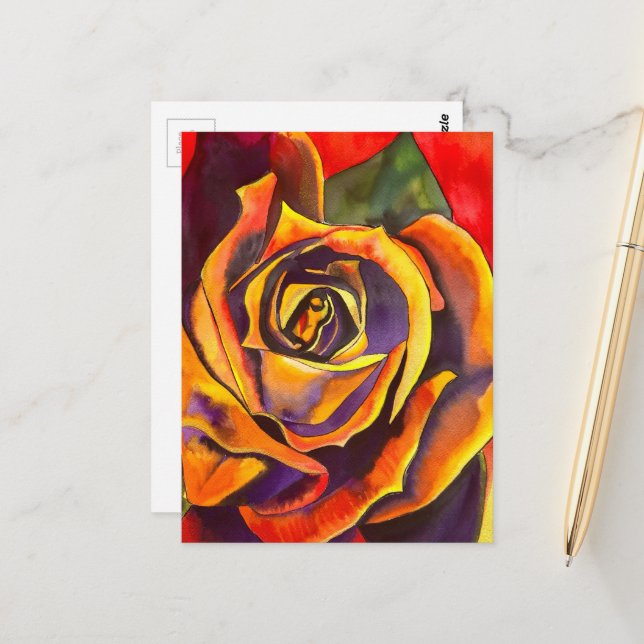 Goldene Rose Postkarte (Vorderseite/Rückseite Beispiel)