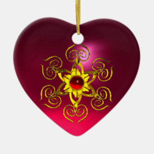 GOLDENE ROSE RUBY, Lila rosa Keramik Ornament