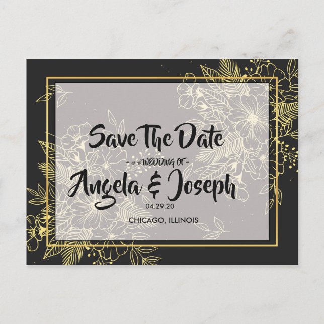 Goldene Rose Save the Date Ankündigungspostkarte (Vorderseite)