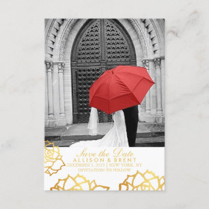 Goldene Rose Save the Date - weiß