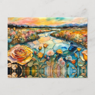 Goldene Rose Tal Sonnenaufgang Postkarte