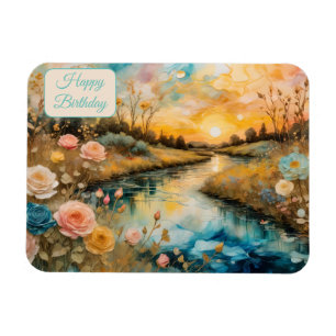 Goldene Rose Tal Sunrise Geburtstag Magnet