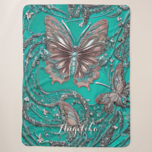 Goldene Rose Türkis Schmetterling Personalisierter Sherpadecke
