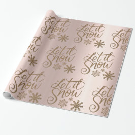 Goldene Rose und goldenes Schneeflockenpapier Geschenkpapier