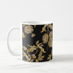 Goldene Rose: Vintages Stickereimuster Kaffeetasse