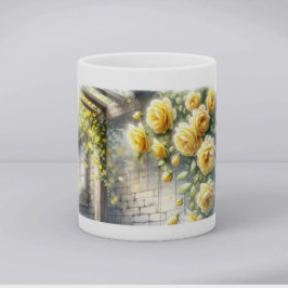 Goldene Rosen an der Wand eines rustikalen Stein C Kaffeetasse