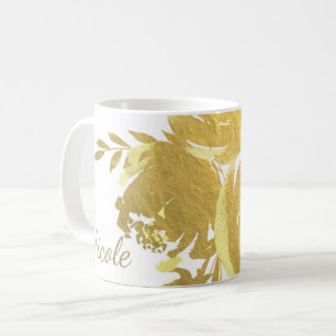 Goldene Rosen Faux Folie Elegante Moderne Florale  Tasse