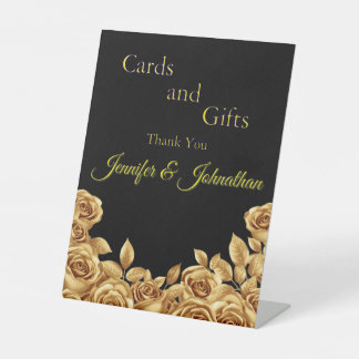 Goldene Rosen Hochzeit Hintergrund individuell Sockelschild