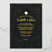goldene Rosen Hochzeitseinladung