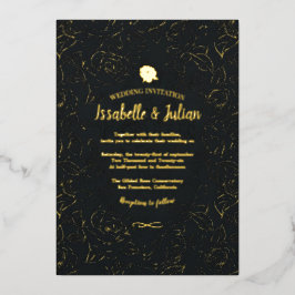 goldene Rosen Hochzeitseinladung Folieneinladung