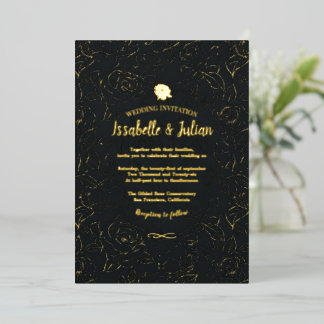 goldene Rosen Hochzeitseinladung Folieneinladung