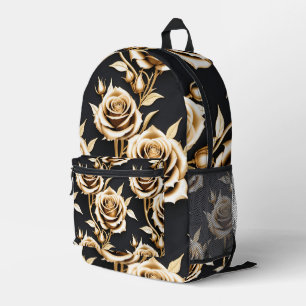Goldene Rosen mit scharfen metallischen Kanten Bedruckter Rucksack