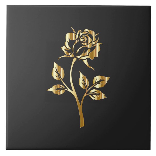 Goldene Rosen-Silhouette Fliese (Vorderseite)