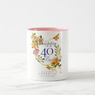 Goldene Rosenband 40. Geburtstag Zweifarbige Tasse