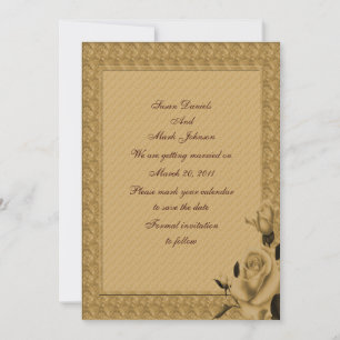 Goldene Rosenknospen Florale Hochzeit Terminankünd Einladung