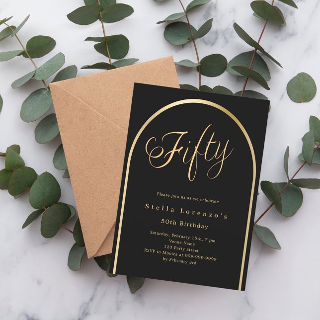 Goldene Rosenstraße 50. Geburtstag Luxus Einladung (Von Creator hochgeladen)