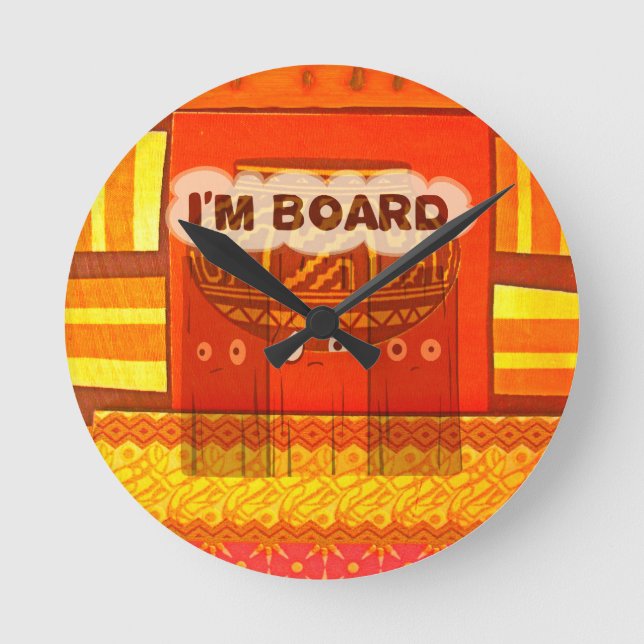 Goldene rote afrikanische traditionelle runde wanduhr (Vorderseite)