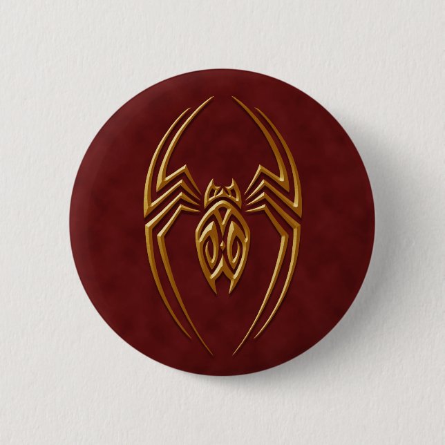 Goldene rote Eisen-Spinne Button (Vorderseite)