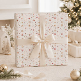 Goldene rote Schneeflocken-Weihnachtspapier Geschenkpapier