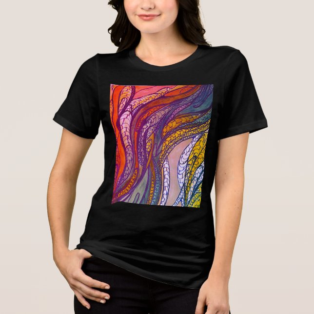 Goldene rote Seidenernte Tri-Blend Shirt (Vorderseite)