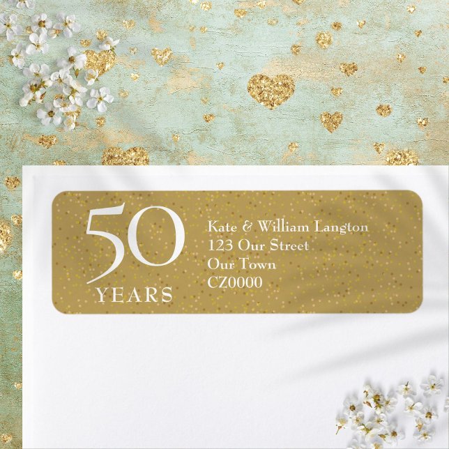 Goldene Rücksendeadresse zum 50. Jahrestag der Hoc (50th Wedding Anniversary Gold Return Address Label)
