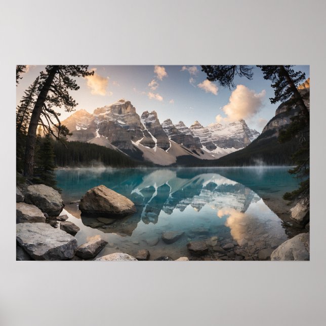 Goldene Ruhe am Moraine Lake Poster (Vorne)