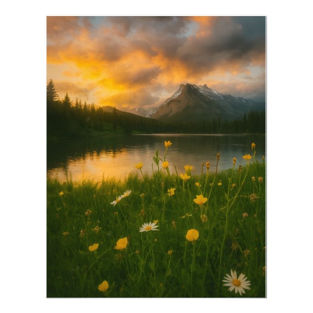 Goldene Ruhe: Bergsee  Fotodruck (Vorne)