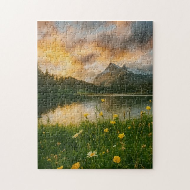 Goldene Ruhe: Bergsee-Puzzle Puzzle (Vertikal)