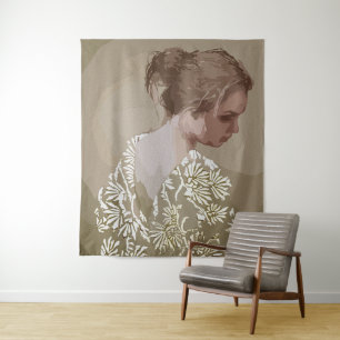 Goldene Ruhe - Ein Portrait über die Reflexion Wandteppich