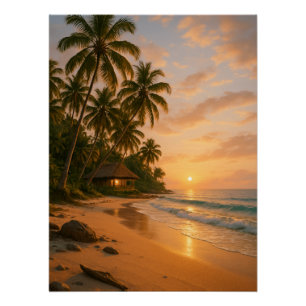 Goldene Ruhe - Tropical Sunset Beach Poster
