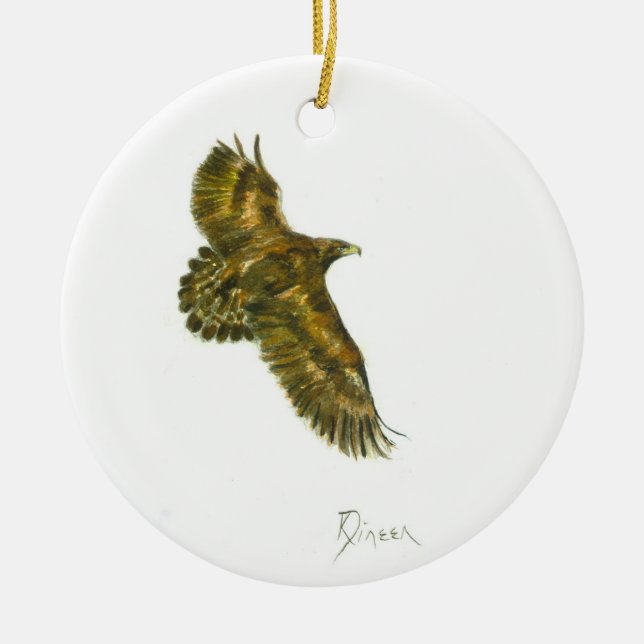 Goldene runde Verzierung Eagles Keramik Ornament (Vorne)