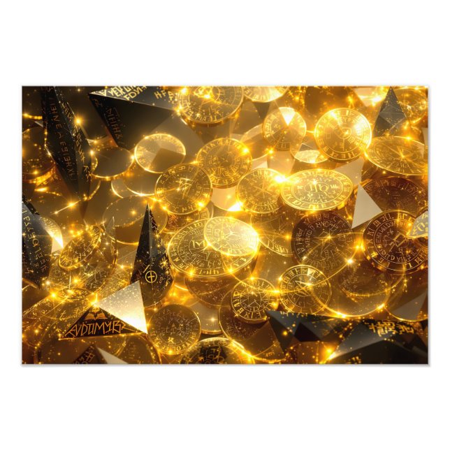 Goldene Runenmünzen Fotodruck (Vorne)