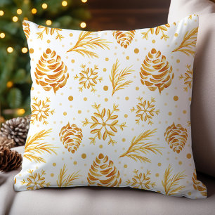 Goldene Rustikale Kiefer Weihnachten Kissen