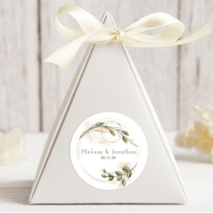 Goldene Sage Grün Florale Hochzeits-Rundsticker Runder Aufkleber