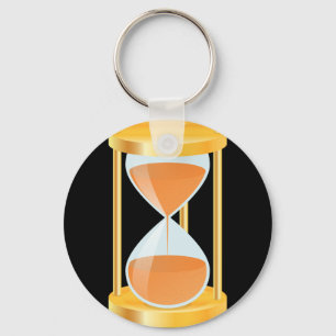 Goldene Sanduhr mit Sandfluss Schlüsselanhänger