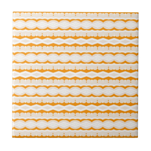 Goldene Savanne Afrikanisch Orange & Elfenbein Geo Fliese (Vorderseite)