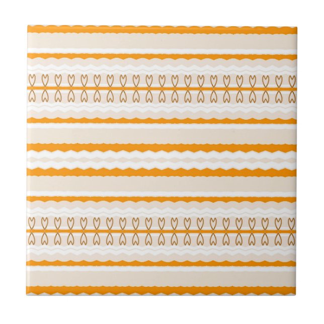 Goldene Savanne Afrikanisch Orange & Elfenbein Geo Fliese (Vorderseite)