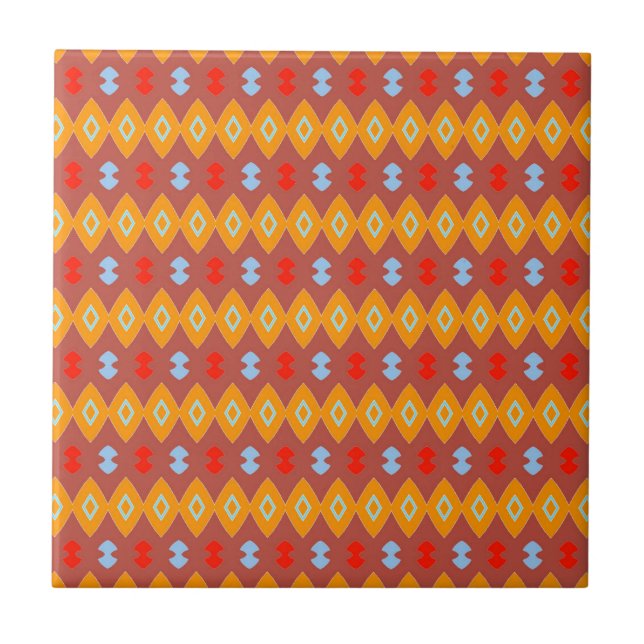 Goldene Savanne Afrikanisch Orange & Elfenbein Geo Fliese (Vorderseite)