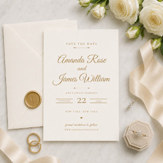Goldene Save-the-Date-Karte im minimalistischen Lo Einladung