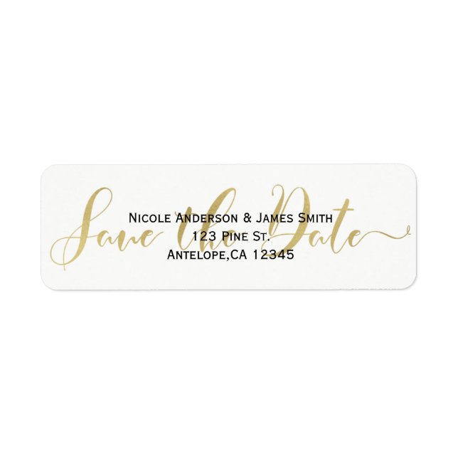 Goldene Save-the-Date-Skript-Hochzeitseinladung (Vorne)