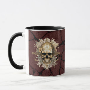 Goldene Schädel-Tasse mit Grunge-Hintergrund Tasse