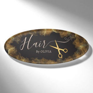 Goldene Schere Rosa Haarschnitt Schönheitssalon El Namenschild