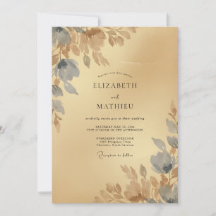 Goldene Schiefer Blatt Hochzeit Einladung