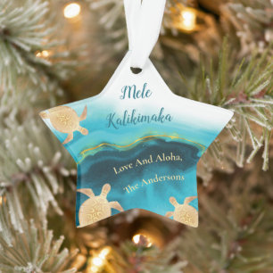 Goldene Schildkröten Mele Kalikimaka Hawaiianisc Ornament