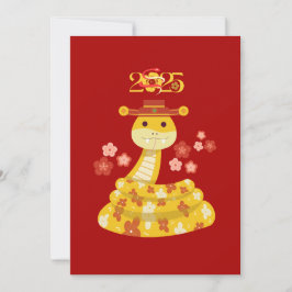 Goldene Schlange mit Blume Lunar Neujahr Feiertagskarte